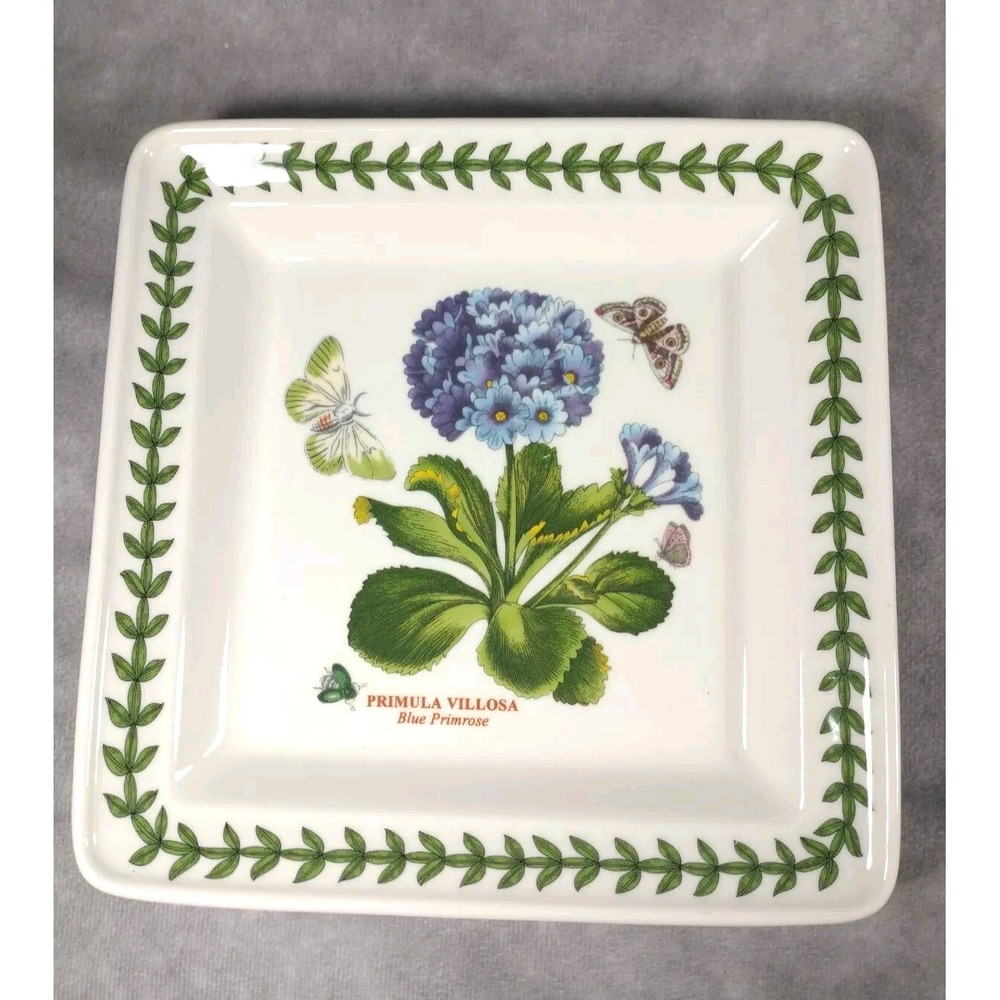 2 Portmeirion Botanic Garden Primrose & Pansy 7" Square Plates Butterflies - Picture 3 of 9